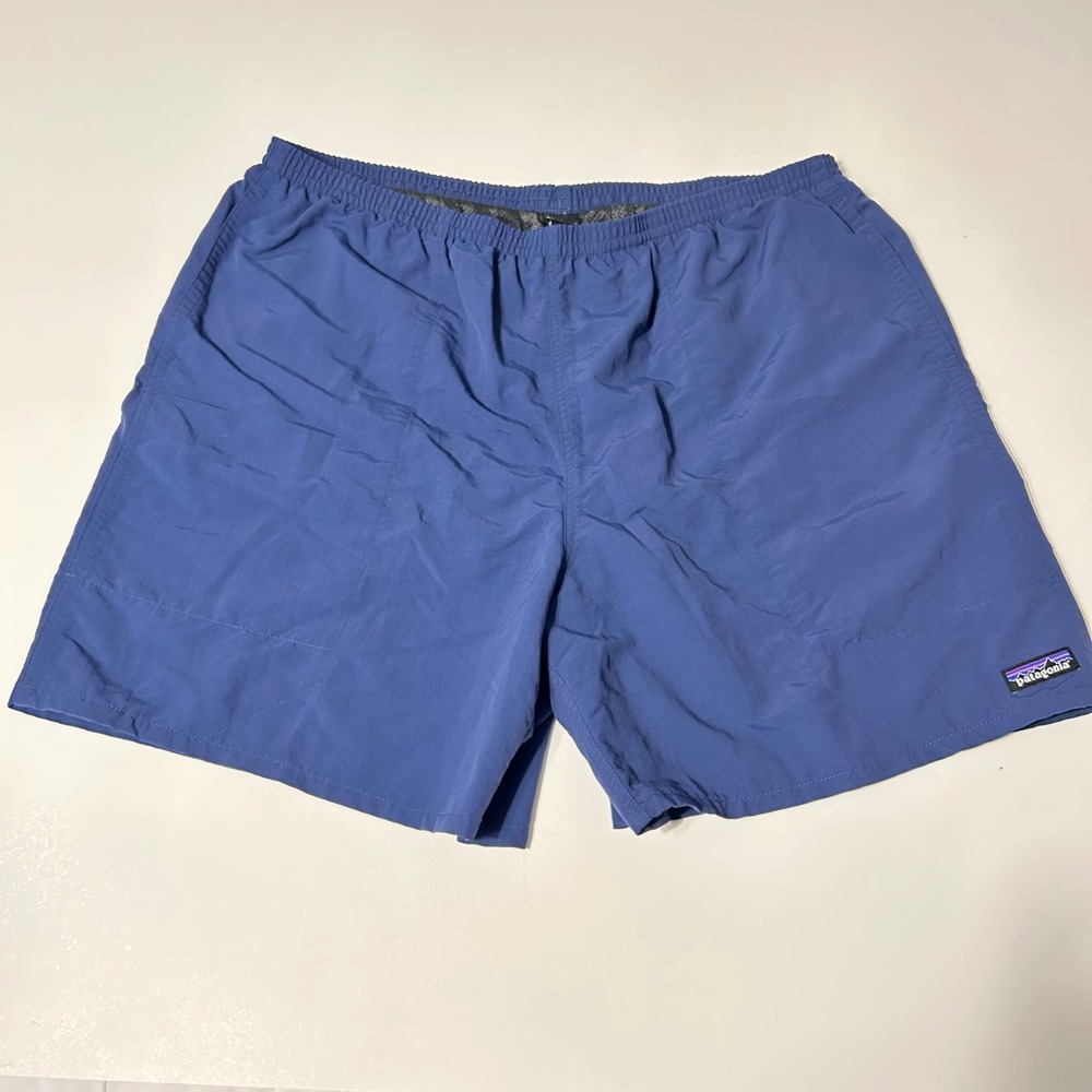 Patagonia Mens Shorts Baggies Blue Nylon Elastic Waist Lined Size XXL 6" Inseam‎